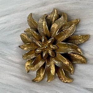 Vintage Monet Gold Floral Statement Brooch
